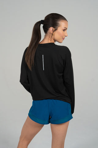 Alyth Active Alive Unleashed Long Sleeve in Black - Women's Workout Long Sleeve Top Back View