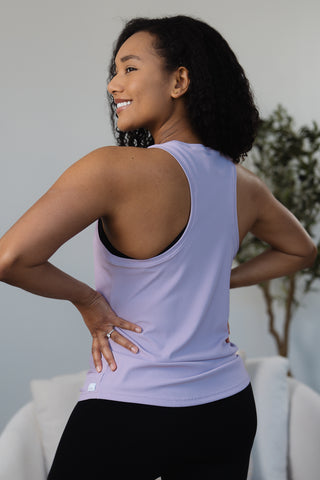 Alyth Active Always Worthy Ribbed Tank in Violet Haze - Women's Workout Tank Top Back View