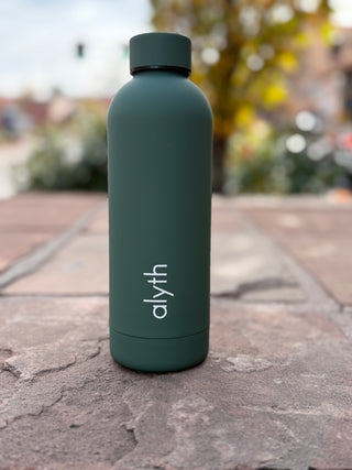 Alyth Active Alyth Water Bottle 16oz in Forest Slate - Women's Athletic Activewear Back View