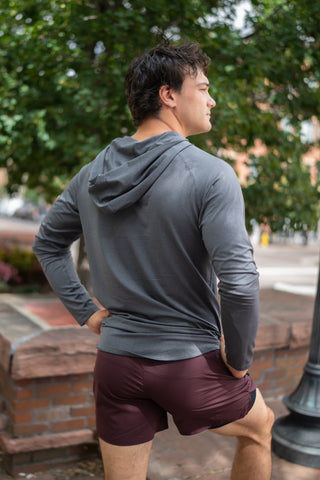 Alyth Active Brilliant V2 Hooded Long Sleeve in Dark Grey - Women's Training Hoodie Back View