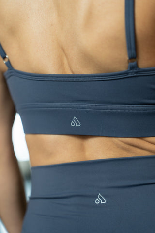 Alyth Active Brushed Attain Sports Bra in Cold Slate - Women's Athletic Sports Bra Back View