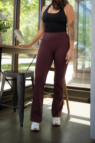 Alyth Active Brushed Mindset Flare Legging in Black - Women's Yoga Leggings Detail View