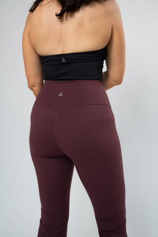 Alyth Active Brushed Mindset Flare Legging in Bordeaux - Women's Yoga Leggings Back View