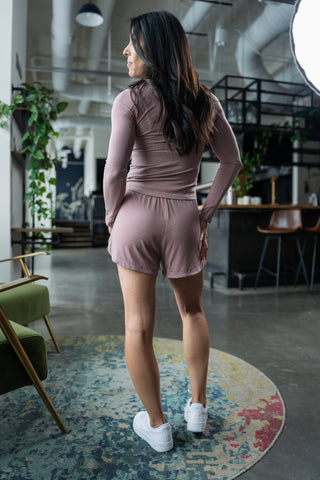 Alyth Active Calm Feather-Soft Lounge Short in Sienna Blush - Women's Lounge Shorts Side View