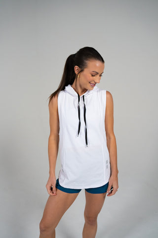 Alyth Active Determined Hooded Sleeveless in Black - Women's Workout Hoodie Side View