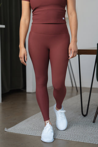 Alyth Active Dynamic Devoted Lite Legging in Ironwine - Women's Workout Leggings Front View
