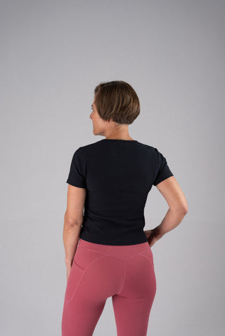 Alyth Active Dynamic Devoted Tee in Midnight Plum - Women's Workout T-Shirt Side View