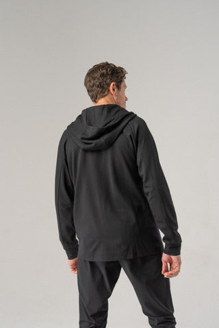 Alyth Active Fierce Hooded Jacket in Black - Women's Running Hoodie Back View