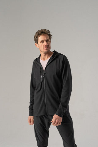 Alyth Active Fierce Hooded Jacket in Black - Women's Running Hoodie Front View