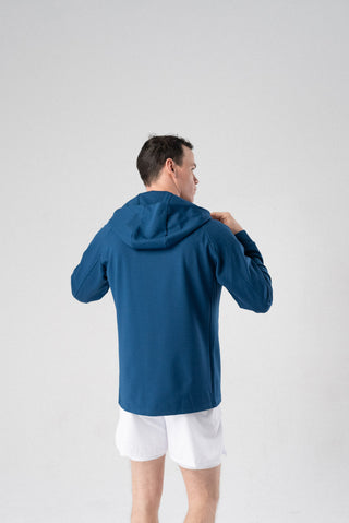 Alyth Active Fierce Hooded Jacket in Cobalt Blue - Women's Running Hoodie Side View
