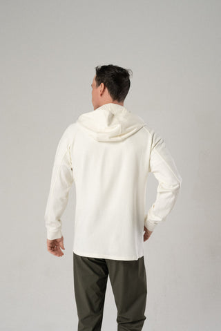 Alyth Active Fierce Hooded Jacket in White - Women's Running Hoodie Detail View