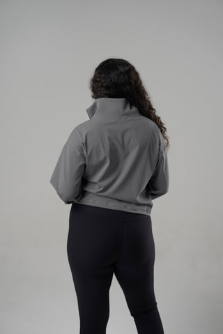 Alyth Active Gravity Breaking Free Pullover in Muslin - Women's Running Clothing Back View