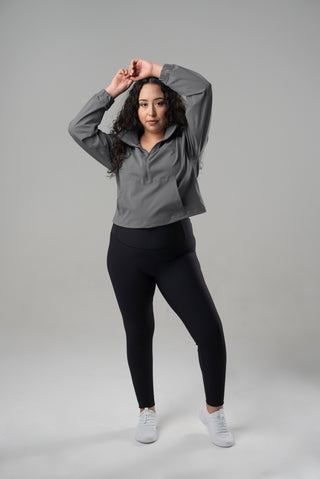 Alyth Active Gravity Breaking Free Pullover in Steel - Women's Running Clothing Front View