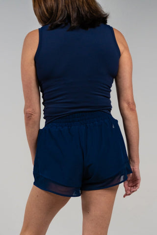 Alyth Active Gravity Soaring Tank in Navy - Women's Workout Tank Top Back View