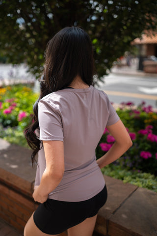 Alyth Active Serene Soft Authentic V1 Tee in Cloud Mint - Women's Workout T-Shirt Side View