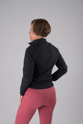 Alyth Active Serene Soft Motivate Jacket in Black - Women's Running Jacket Back View