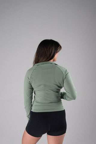 Alyth Active Serene Soft Motivate Jacket in Deep Slate Green - Women's Running Jacket Side View
