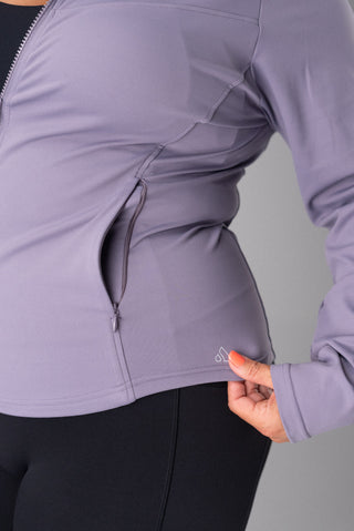 Alyth Active Serene Soft Motivate Jacket in White - Women's Running Jacket Detail View