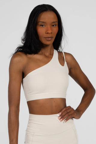 Alyth Active Serene Transform Asymmetical Sports Bra in Black - Women's Athletic Sports Bra Back View