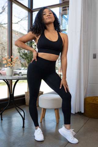 Alyth Active Serene Warrior V2 Legging in Black - Women's Yoga Leggings Back View