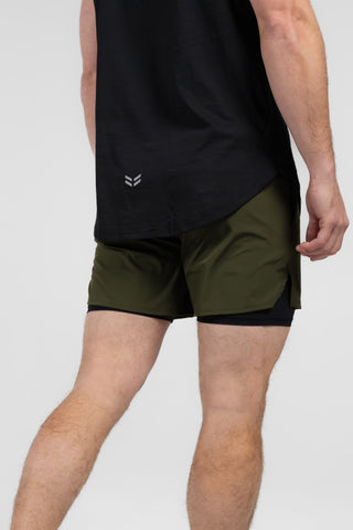Alyth Active Worthy Liner Shorts in Dark Moss - Women's Workout Shorts Back View