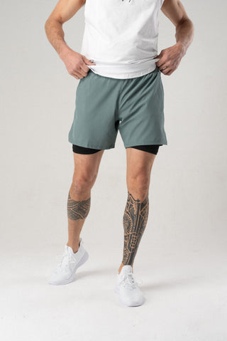 Alyth Active Worthy Shorts in Cooled Teal - Women's Workout Shorts Front View