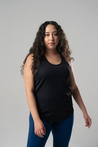 Alyth Active Always Worthy Ribbed Tank in Black - Women's Workout Tank Top Back View