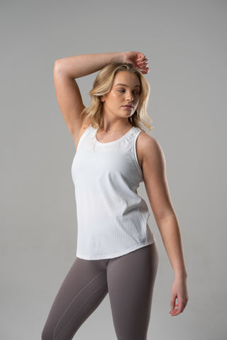 Alyth Active Always Worthy Ribbed Tank in Serene Sky - Women's Workout Tank Top Back View