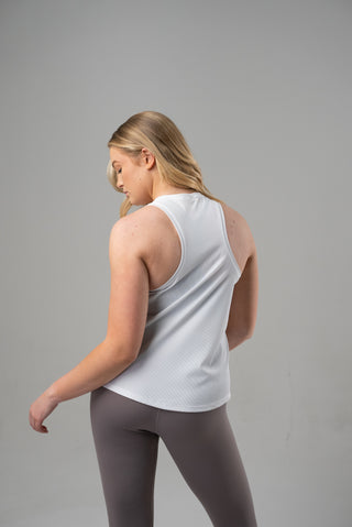 Alyth Active Always Worthy Ribbed Tank in White - Women's Workout Tank Top Front View