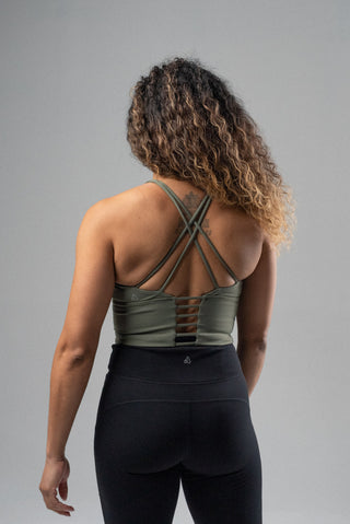 Alyth Active Rebellious Crop Bra in Cool Mint - Women's Athletic Sports Bra Back View