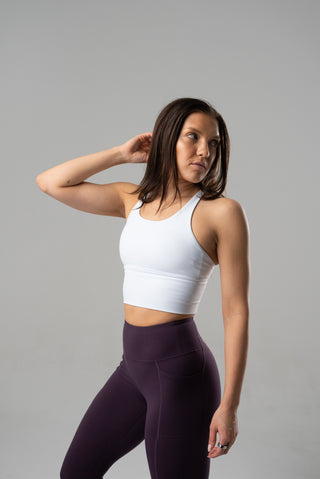 Alyth Active Rebellious Crop Bra in Steel Blue - Women's Athletic Sports Bra Front View