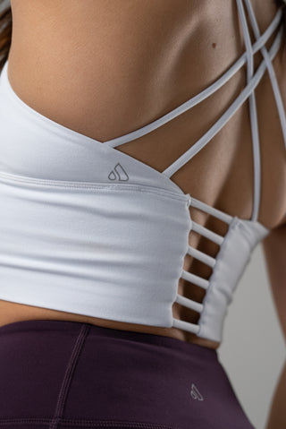 Alyth Active Rebellious Crop Bra in Steel Blue - Women's Athletic Sports Bra Side View